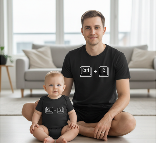 Ctrl C & Ctrl V Matching Dad and Baby Shirts