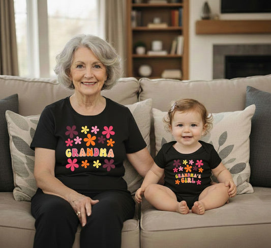 Flowers Grandma & Grandma's Girl Matching Shirts