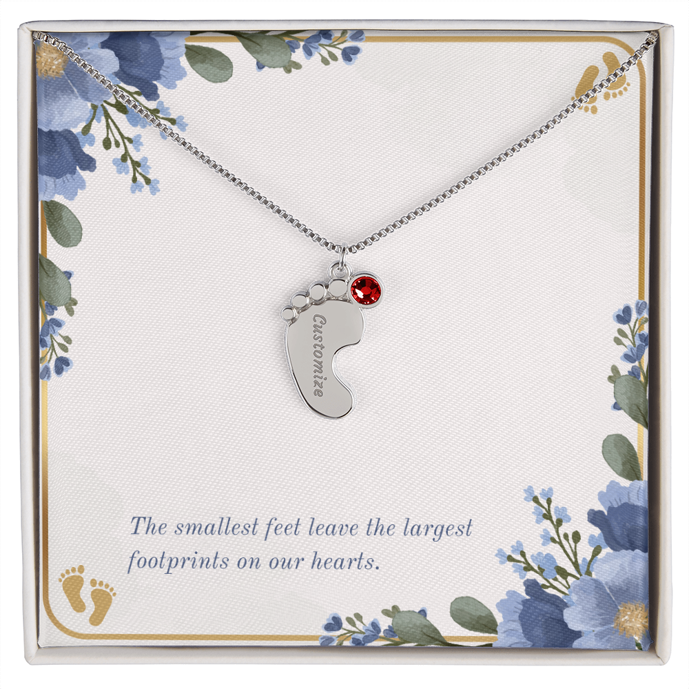 Personalized - Engraved Baby Feet Necklace with Birthstone – A Piece for Every Name You Love