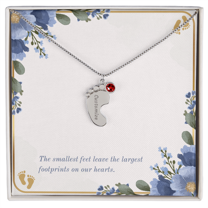 Personalized - Engraved Baby Feet Necklace with Birthstone – A Piece for Every Name You Love