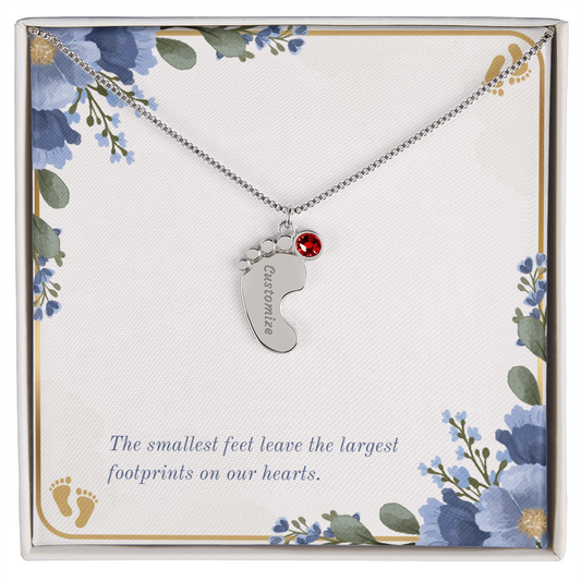Personalized - Engraved Baby Feet Necklace with Birthstone – A Piece for Every Name You Love