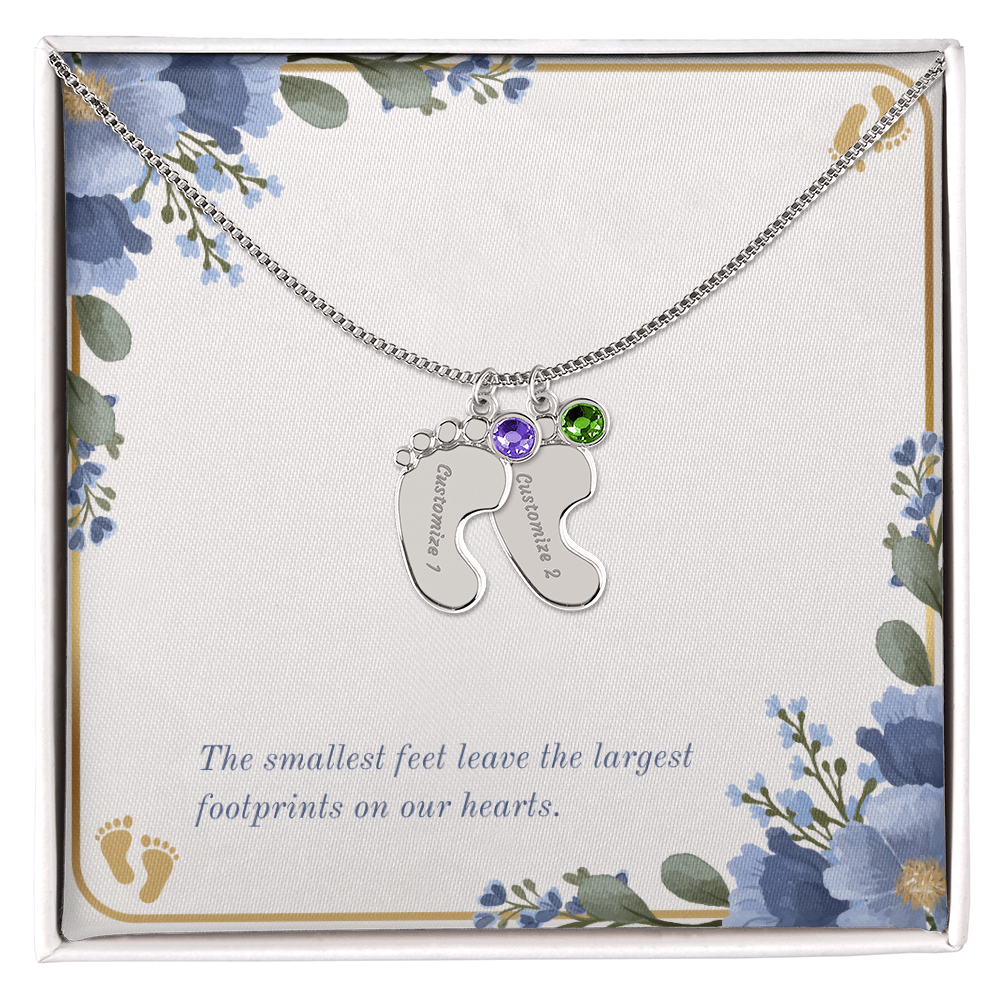 Personalized - Engraved Baby Feet Necklace with Birthstone – A Piece for Every Name You Love