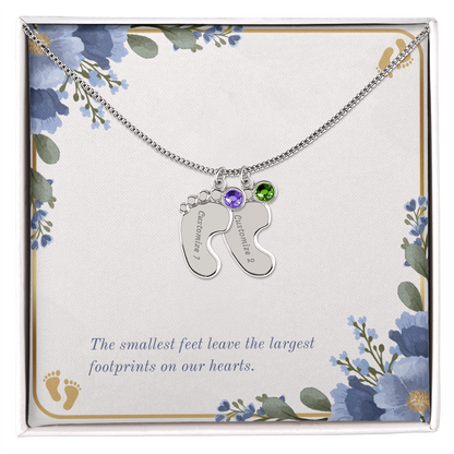 Personalized - Engraved Baby Feet Necklace with Birthstone – A Piece for Every Name You Love