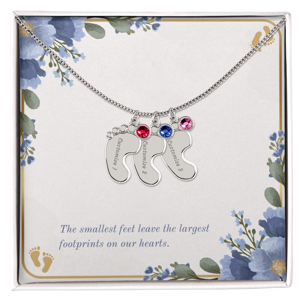 Personalized - Engraved Baby Feet Necklace with Birthstone – A Piece for Every Name You Love