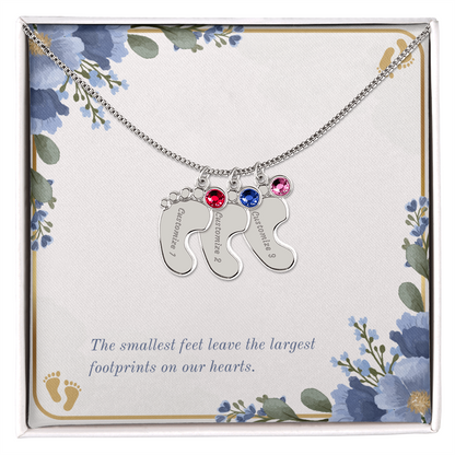 Personalized - Engraved Baby Feet Necklace with Birthstone – A Piece for Every Name You Love