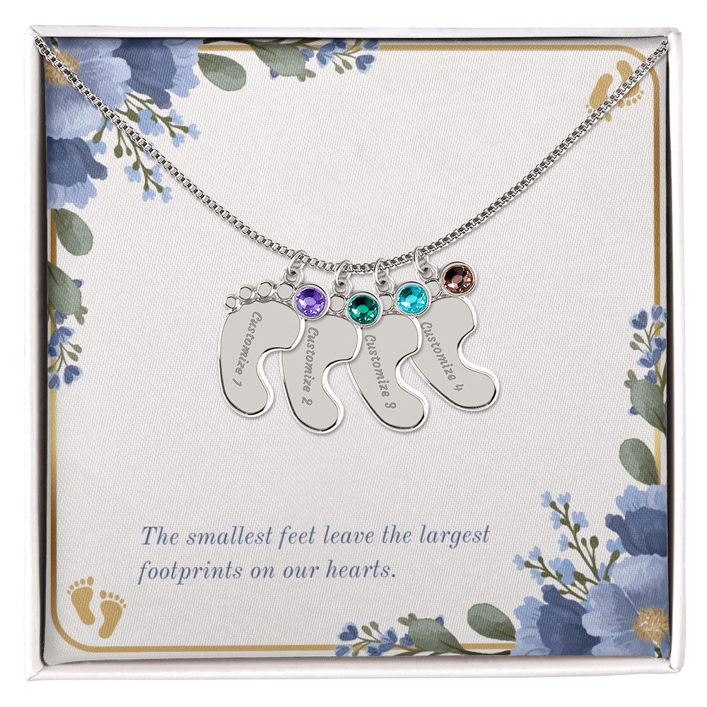 Personalized - Engraved Baby Feet Necklace with Birthstone – A Piece for Every Name You Love