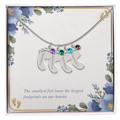 Personalized - Engraved Baby Feet Necklace with Birthstone – A Piece for Every Name You Love