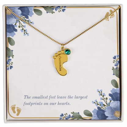 Personalized - Engraved Baby Feet Necklace with Birthstone – A Piece for Every Name You Love
