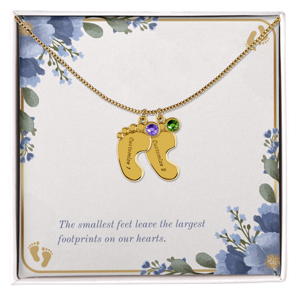 Personalized - Engraved Baby Feet Necklace with Birthstone – A Piece for Every Name You Love