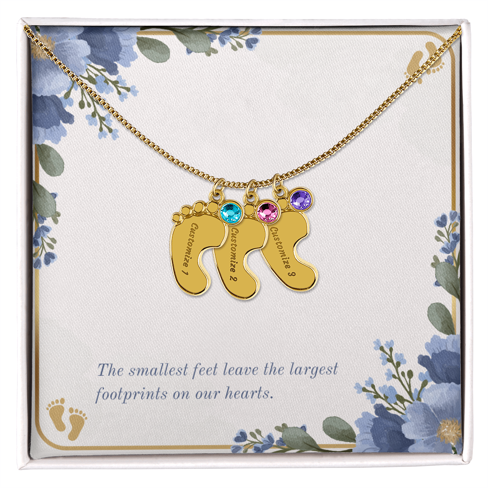 Personalized - Engraved Baby Feet Necklace with Birthstone – A Piece for Every Name You Love