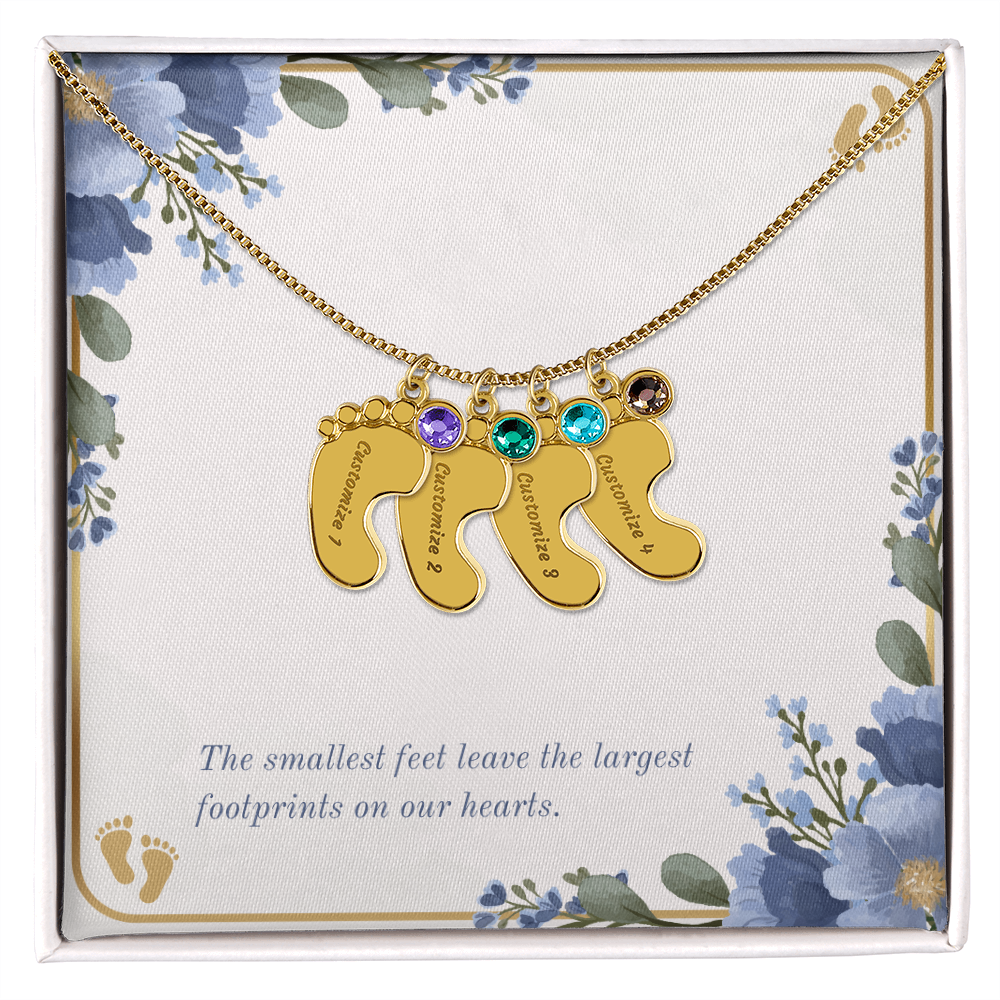 Personalized - Engraved Baby Feet Necklace with Birthstone – A Piece for Every Name You Love