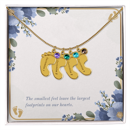 Personalized - Engraved Baby Feet Necklace with Birthstone – A Piece for Every Name You Love