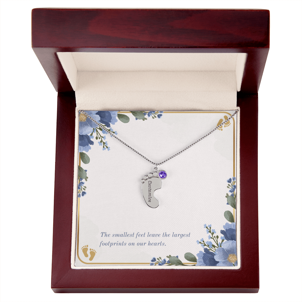Personalized - Engraved Baby Feet Necklace with Birthstone – A Piece for Every Name You Love