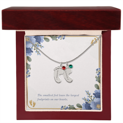 Personalized - Engraved Baby Feet Necklace with Birthstone – A Piece for Every Name You Love