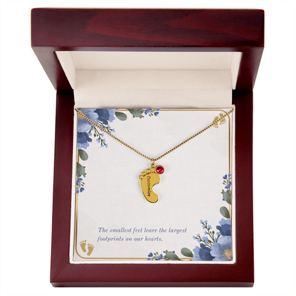 Personalized - Engraved Baby Feet Necklace with Birthstone – A Piece for Every Name You Love