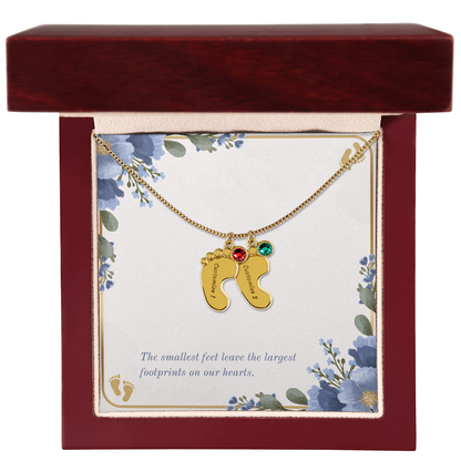 Personalized - Engraved Baby Feet Necklace with Birthstone – A Piece for Every Name You Love