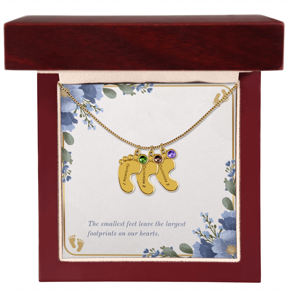 Personalized - Engraved Baby Feet Necklace with Birthstone – A Piece for Every Name You Love