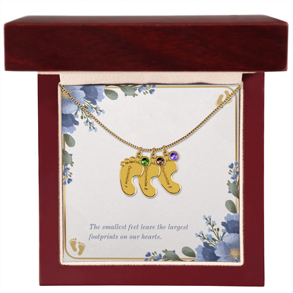 Personalized - Engraved Baby Feet Necklace with Birthstone – A Piece for Every Name You Love