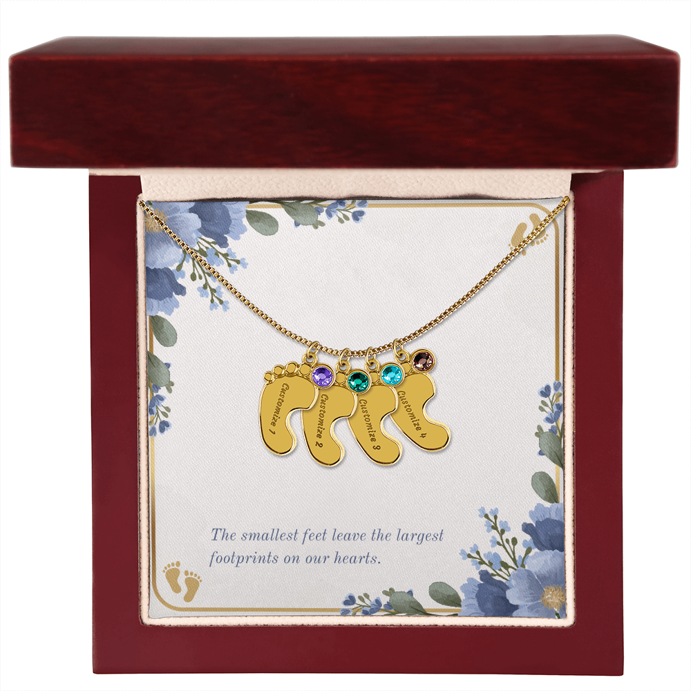 Personalized - Engraved Baby Feet Necklace with Birthstone – A Piece for Every Name You Love