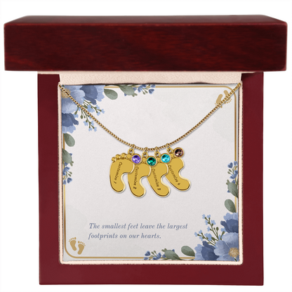 Personalized - Engraved Baby Feet Necklace with Birthstone – A Piece for Every Name You Love