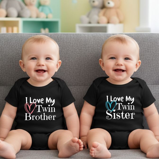 I Love My Twin Brother / Sister Matching Infant Bodysuit & Shirts