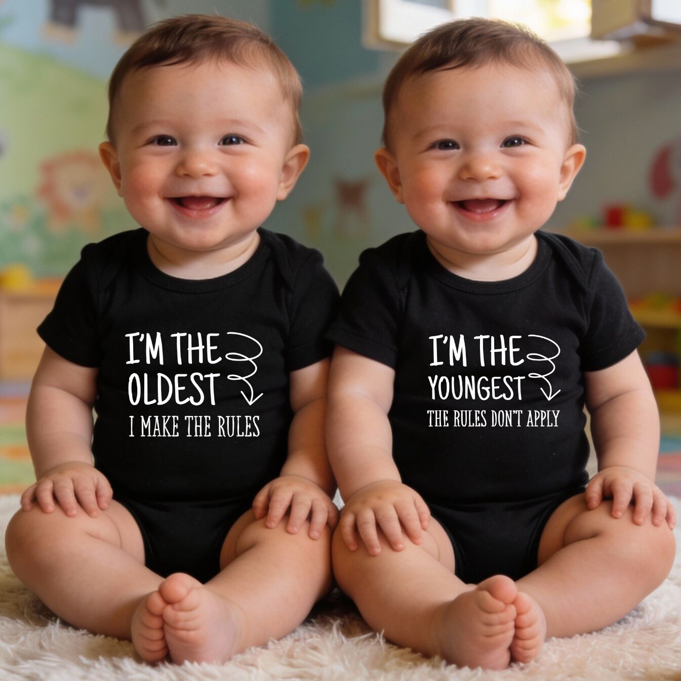 I'm The Oldest / I'm The Youngest Twins Matching Shirts