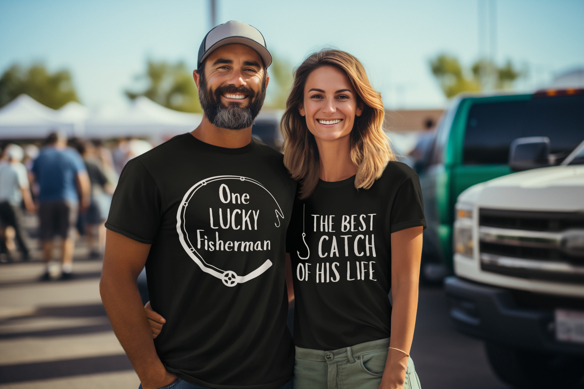 Playful His and Hers Matching Fishing Shirts